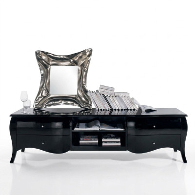Tv-standaard Sideboard rtv Lowboard Rekken Woonkamer Hout Zwart Commode Tafels