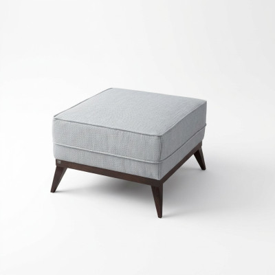 Hocker Voetenbank Polyester Poef Woonkamer Zitmeubel Stof Grijs Luxe Zetel Meubel