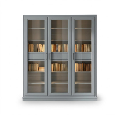 Grijze boekenkast met glazen deuren - Stijlvolle opslagoplossing voor uw boekencollectie