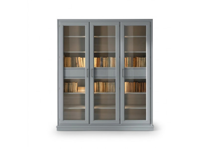 Grijze boekenkast met glazen deuren - Stijlvolle opslagoplossing voor uw boekencollectie