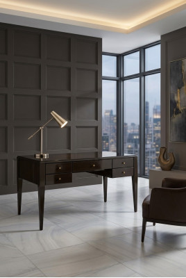 Schrijftafel Bureau Kantoor Kantoortafel Computertafel Hout Luxe Bruin Design