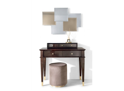 Kaptafel kruk Consoletafel Luxe houten secretaire Bruin Slaapkamer 2-delig
