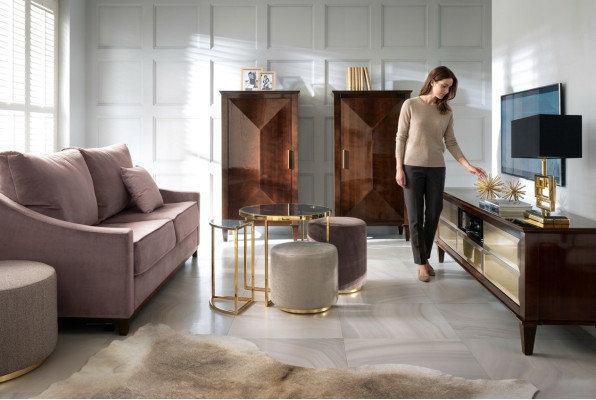Garnituur woonkamer bank voetenbank kast tv meubel luxe houten bankstellen zithoek set nieuw 7-delig