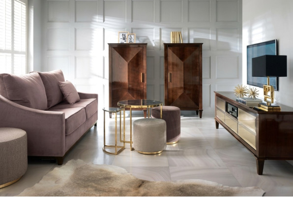 Garnituur woonkamer bank voetenbank kast tv meubel luxe houten bankstellen zithoek set nieuw 7-delig