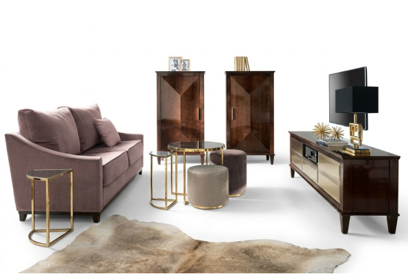 Garnituur woonkamer bank voetenbank kast tv meubel luxe houten bankstellen zithoek set nieuw 7-delig