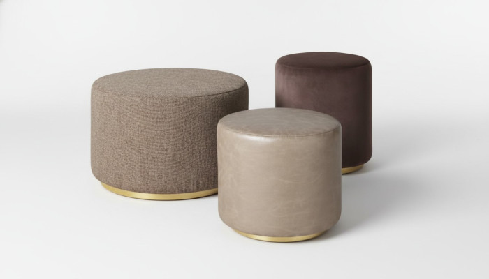 Groep Kruk Voetenbankje Polyester Woonkamer Zitstof Beige Luxe Zitter 3-delige set