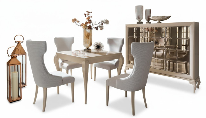 Eetkamer Eettafel Stoel Eetgroep Eethoek Stoelen Luxe Wit Dressoir Set 6-delig