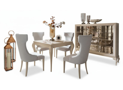 Eetkamer Eettafel Stoel Eetgroep Eethoek Stoelen Luxe Wit Dressoir Set 6-delig