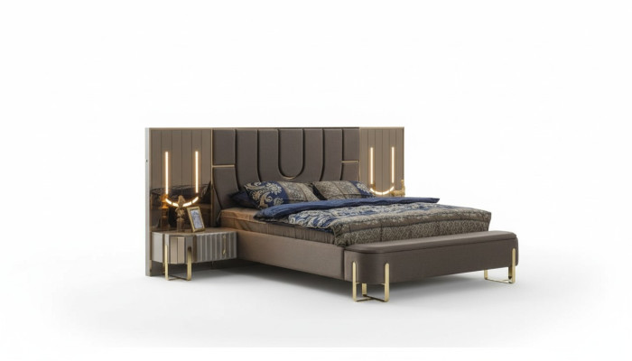 Luxe bed Bedden Modern Tweepersoonsbed Bruin Bedframe Slaapkamer Nieuw