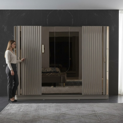 Kledingkast Houten kast Kast Slaapkamer Luxe Kasten Bruin