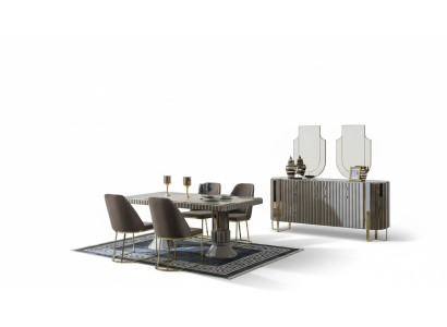 Eetkamerset Eettafel Set Luxe Stoelen Eethoek Grijs 6-delig