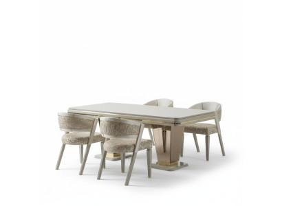 Eethoek Luxe eetgroep Eetkamer eettafel set Stoelen Beige 5 delig