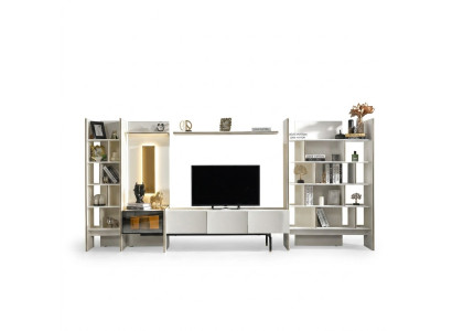 Salonkast Tv-standaard RTV Lowboard Dressoir Boekenplanken Hout Wit