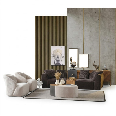 Zitbank 4-zits fauteuil vierzitsbank modern zwart stof nieuw