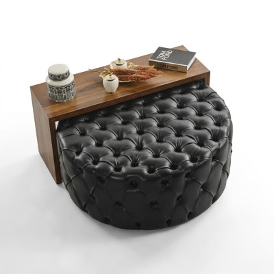 Salontafel Tafel Bijzettafel Woonkamer Modern Zwart Kunstleer
