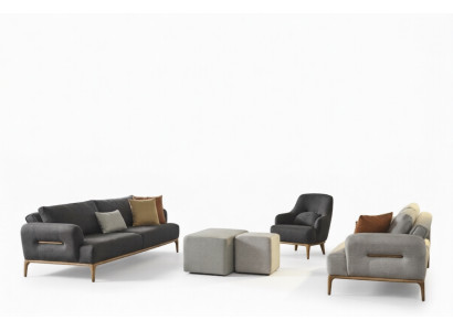 Zitbankstel Bank Fauteuil 431-Zits Stof Luxe Grijs Bankstellen Woonkamer