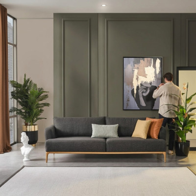 Vierzitsbank 4-zitsbanken Modern Design Stof Polyester Grijs Nieuw