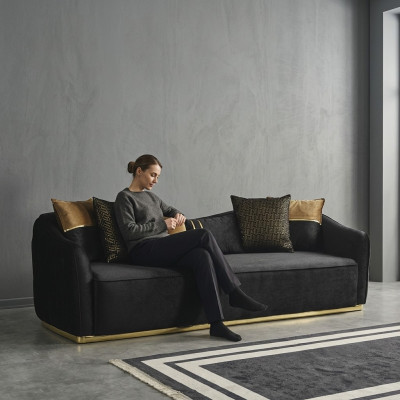 Moderne Design Chesterfield Vierzitsbank 4-zitsbank Stof Polyester Blauw Nieuw