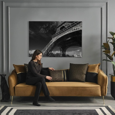 Modern Chesterfield Bank 4-zits Banken Stof Polyester Geel Nieuw