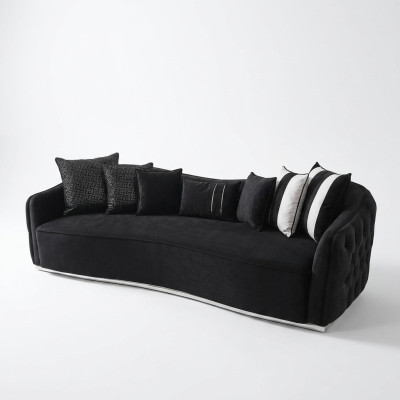 Vierzitsbank 4-zits bankstellen Modern design Stof Polyester Zwart