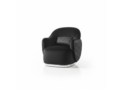 Fauteuil Oorfauteuil Modern Stof Woonkamer Polyester Zwart Design