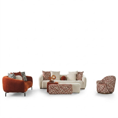 Bankstelbank fauteuil 431 stoel stof luxe bankstellen oranje woonkamer