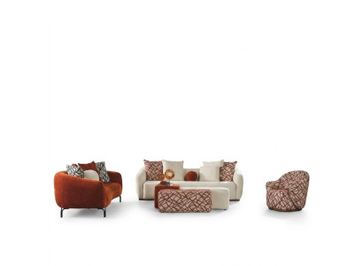Bankstelbank fauteuil 431 stoel stof luxe bankstellen oranje woonkamer