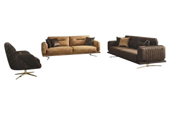 Bankstel Compleet Bank 431 Zitfauteuil Kunstleer Bruin Set 3 delig