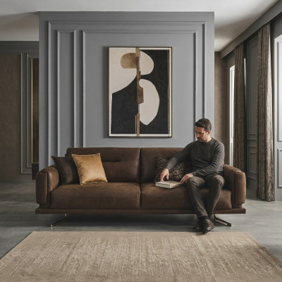 Vierzitsbank 4-zitsbanken kunstleer bruin Woonkamer Luxe