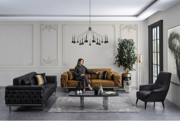 Chesterfield bankstel bankstel 431 zits kunstleer bankstellen zwart  Chesterfield bankstel bankstel 431 zits kunstleren banken zwart
