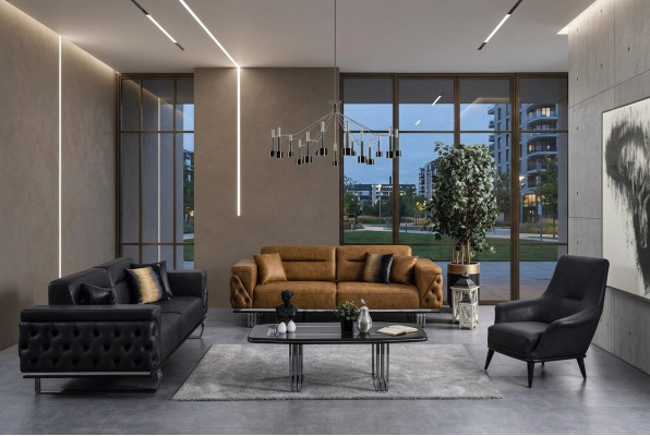 Chesterfield bankstel bankstel 431 zits kunstleer bankstellen zwart  Chesterfield bankstel bankstel 431 zits kunstleren banken zwart