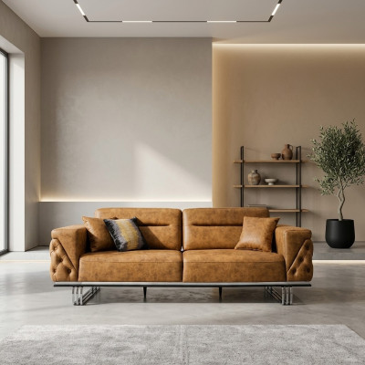 Vierzitsbank 4-zitsbanken Kunstleer Bruin Woonkamer Luxe