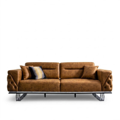 Vierzitsbank 4-zitsbanken Kunstleer Bruin Woonkamer Luxe