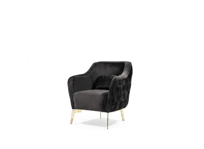 Fauteuil Chesterfield oorfauteuil stof woonkamer polyester zwart