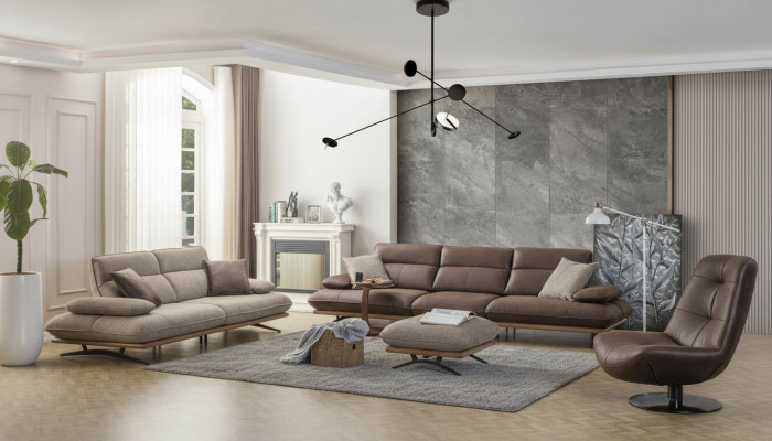 Bankstel Bankstel 4+3+1 Zits fauteuil Luxe kunstleer Bruin Groep