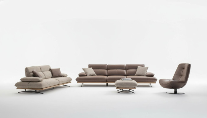 Bankstel Bankstel 4+3+1 Zits fauteuil Luxe kunstleer Bruin Groep