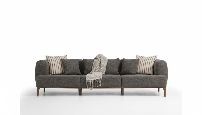 Driesitsbank 3-zitsbanken Grijs Stof Woonkamer Luxe Modern Nieuw