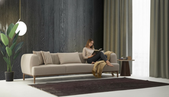 Driepersoonsbank 3-zitsbanken Beige Stof Modern Luxe Nieuw