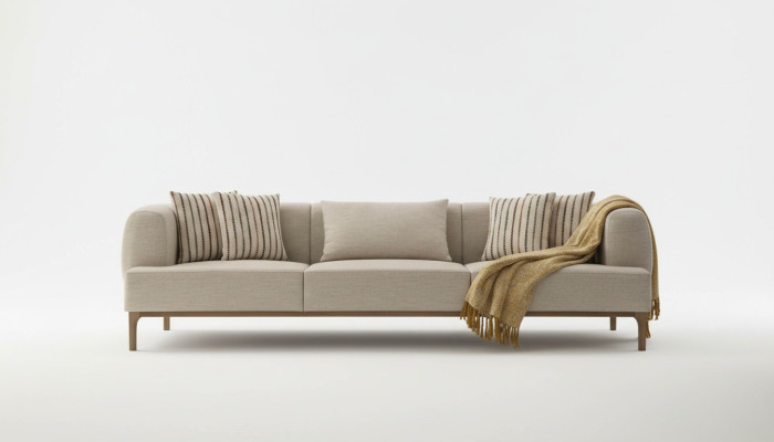 Driepersoonsbank 3-zitsbanken Beige Stof Modern Luxe Nieuw