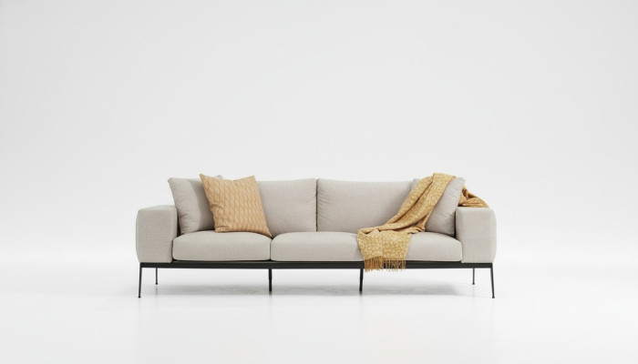 Driespersoons bank 3-zits banken beige stof woonkamer luxe modern nieuw