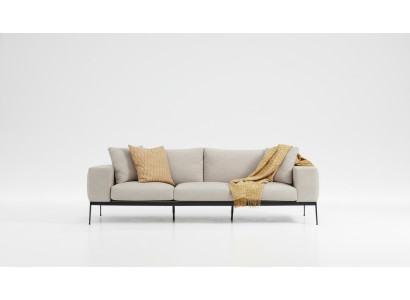 Driespersoons bank 3-zits banken beige stof woonkamer luxe modern nieuw
