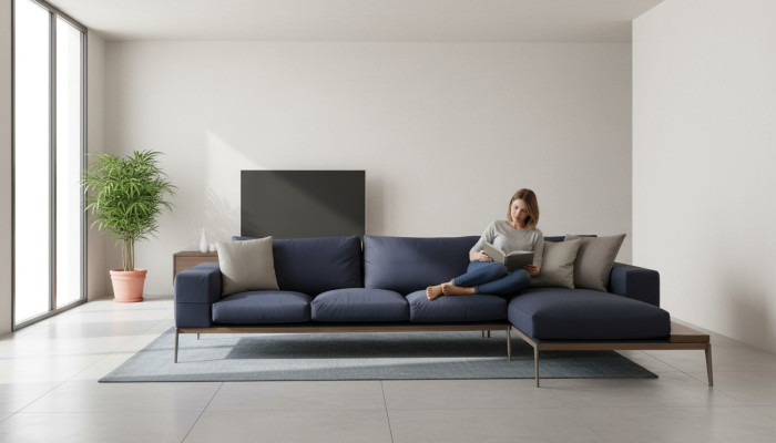 Hoekbank L-vorm Bank Woonkamer Grijs Modern Stof Bankstellen Zits Ontwerp