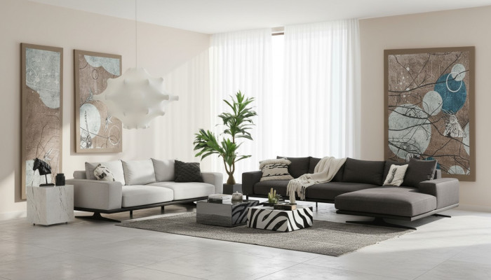 Bankstel Hoekbank L-Vorm Tweezitter Zits Fauteuil Stof Grijs 3-delig