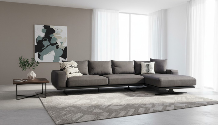 Hoekbank L-vorm Bank Woonkamer Grijs Modern Stof Bankstellen Zitbank Design