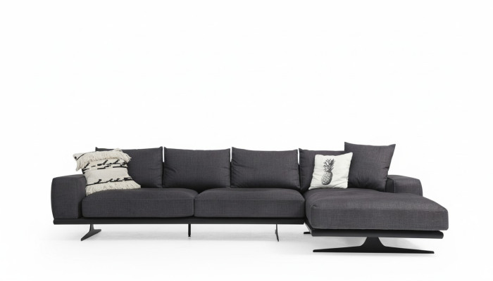 Hoekbank L-vorm Bank Woonkamer Grijs Modern Stof Bankstellen Zitbank Design