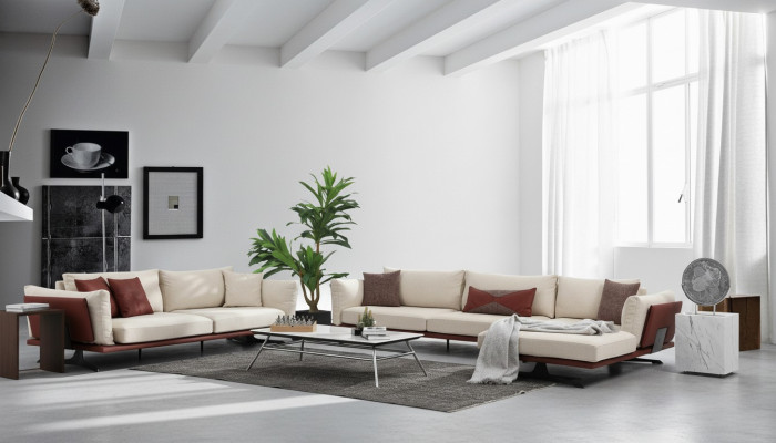 Sofaset hoekbank L-vorm 2-zits Beige Modern Stoffen bankstel met hoek