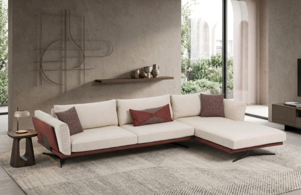 Hoekbank L-vorm Beige Modern Stof Ontwerp Woonkamer Bank Polyester