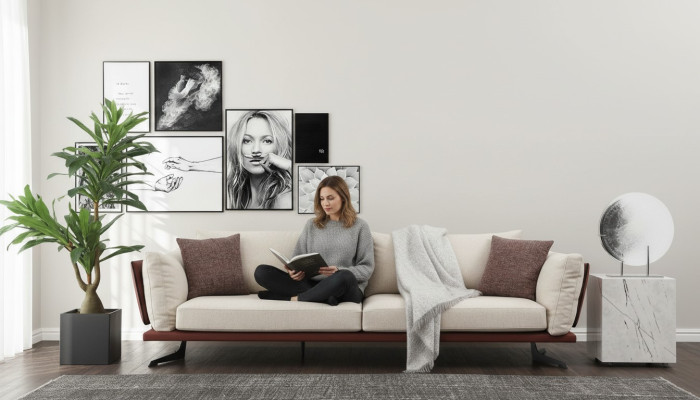 Vierzitsbank 4-zits Stof Beige Modern Ontwerp Woonkamer Luxe