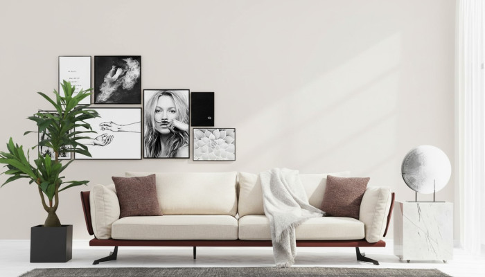 Driedelig bankstel 3-zits stof beige modern design woonkamer luxe