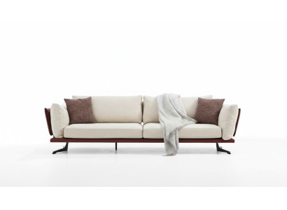Driedelig bankstel 3-zits stof beige modern design woonkamer luxe